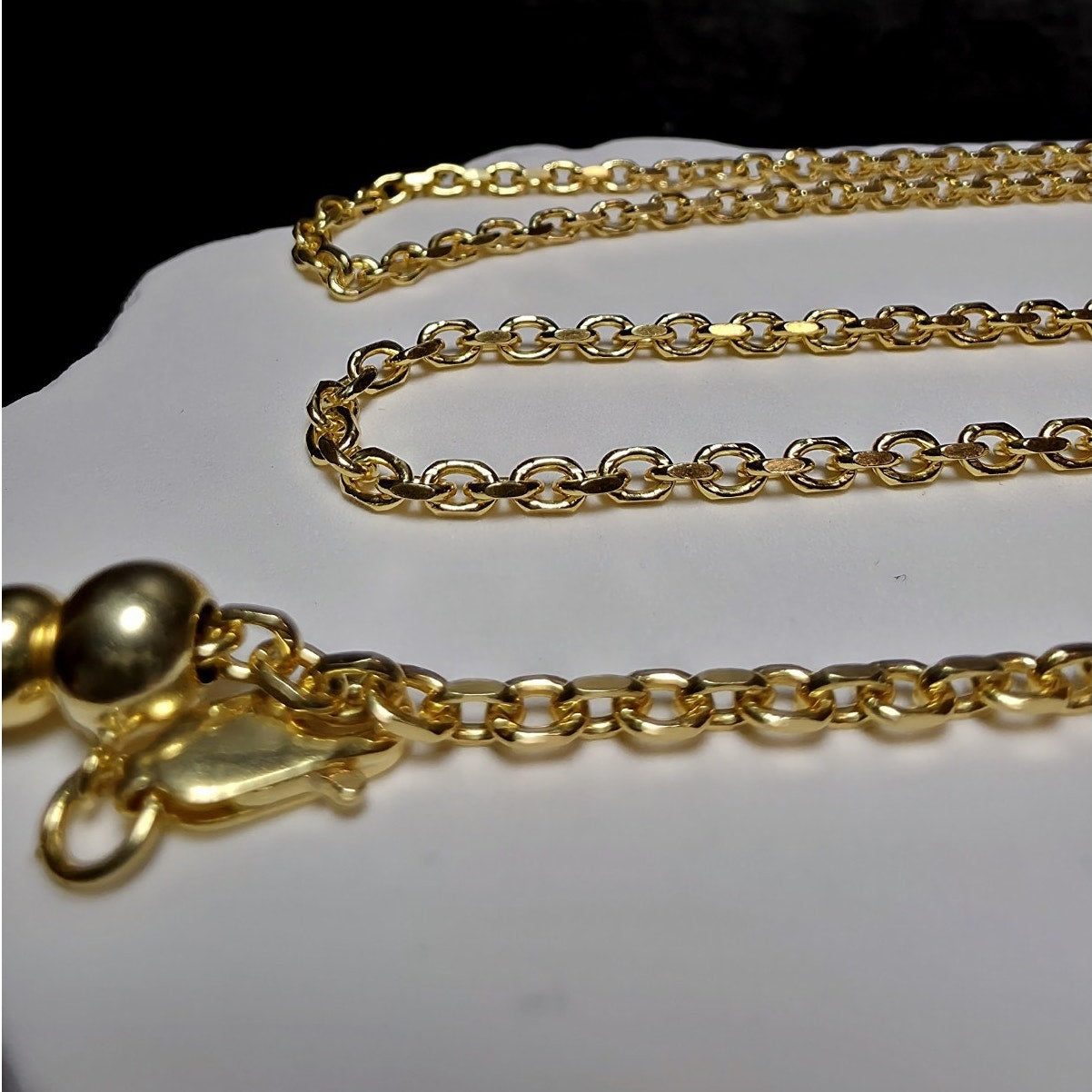 Gold Vermeil Adjustable Anchor Link Chain Necklace | 2.6mm Sterling Silver Bolo