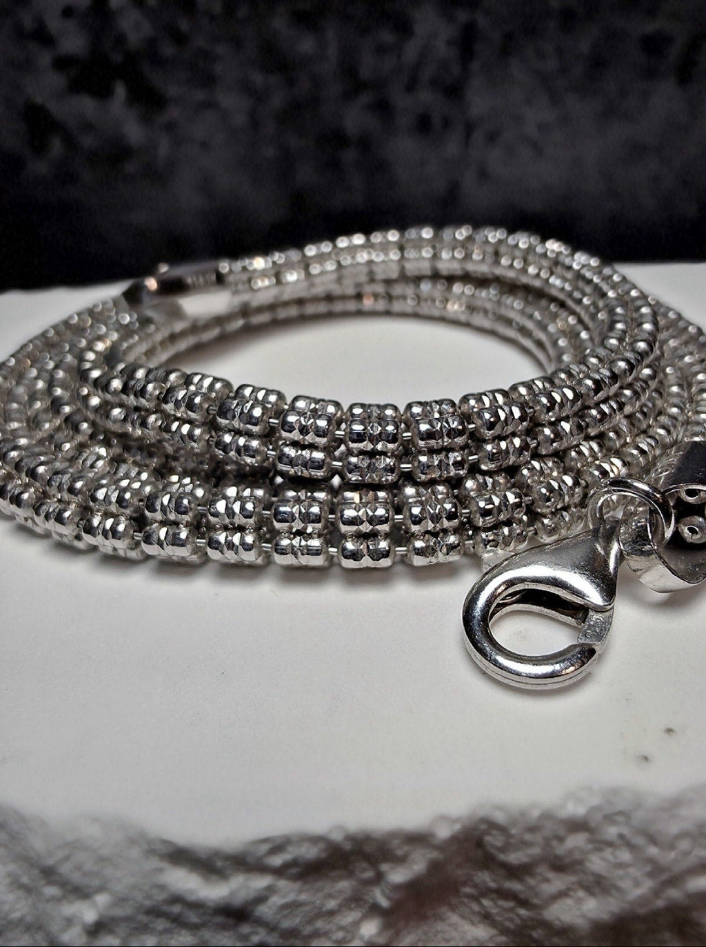 24" 5.1mm 41g 5-Line DC Ice Barrel Chain w/Rhodium Solid 925 Sterling Silver