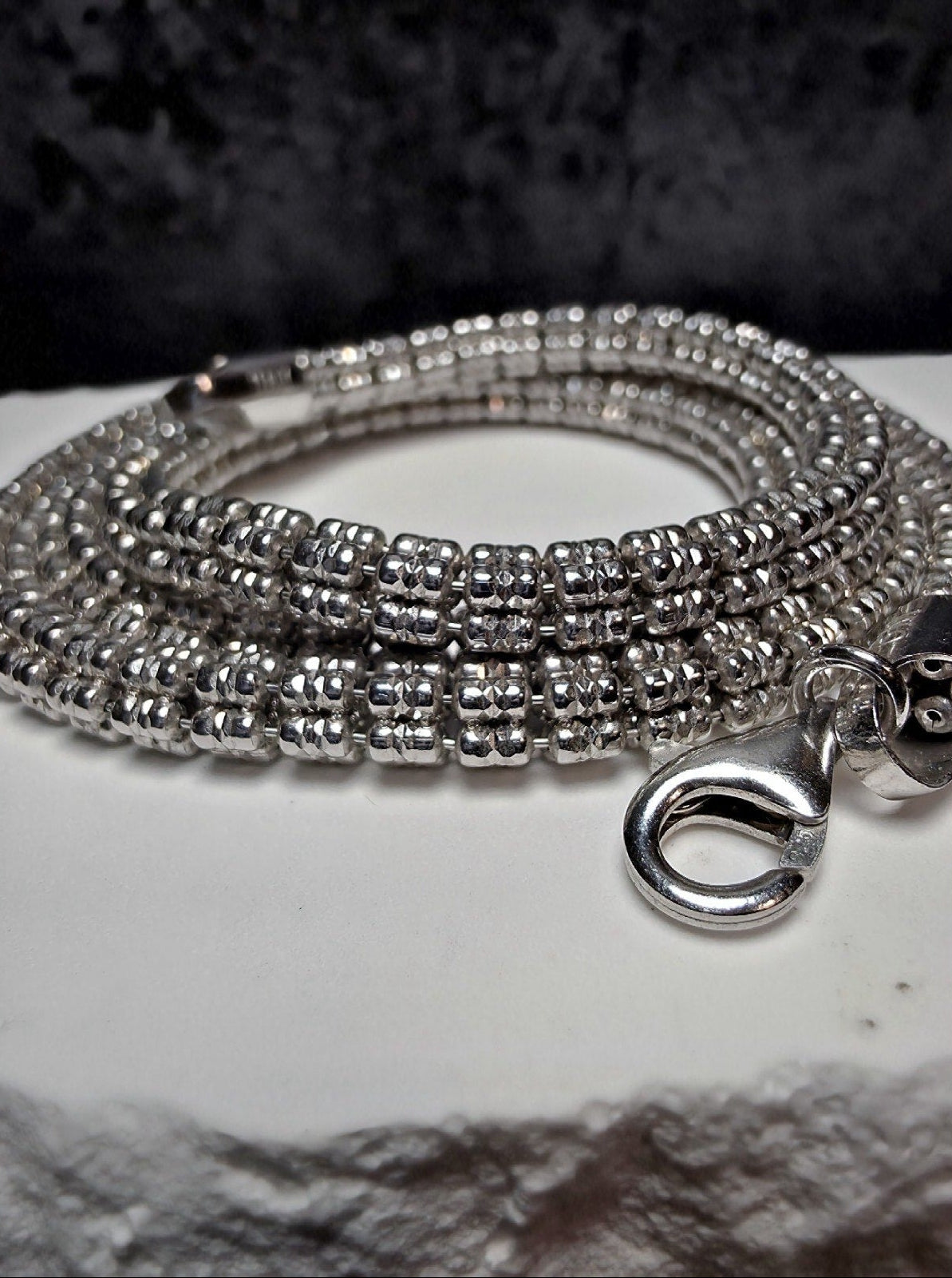 24" 5.1mm 41g 5-Line DC Ice Barrel Chain w/Rhodium Solid 925 Sterling Silver