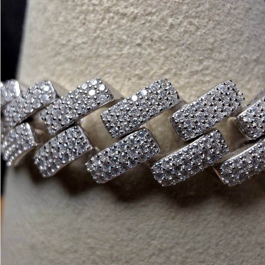5.51 CTW VVS D Moissanite Monaco Hollow Bracelet | 925 Sterling Silver 8" 10mm
