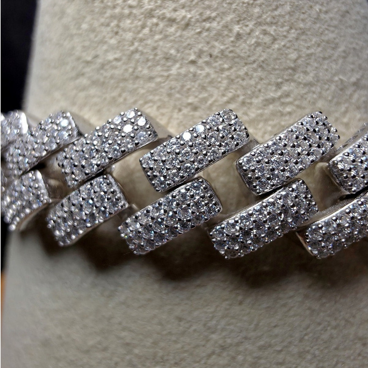5.51 CTW VVS D Moissanite Monaco Hollow Bracelet | 925 Sterling Silver 8" 10mm