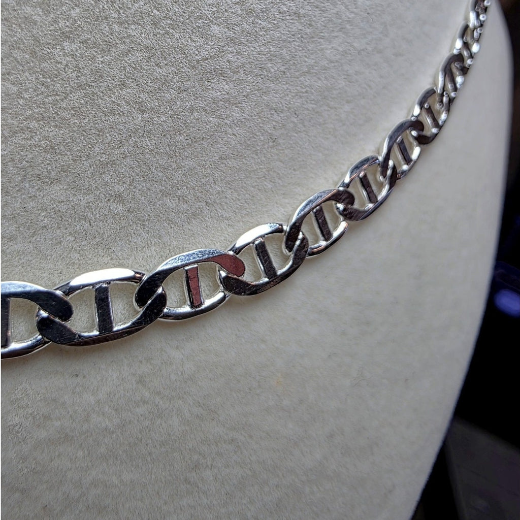 18" Flat Mariner Chain 5.5mm 15g Solid 925 Sterling Silver