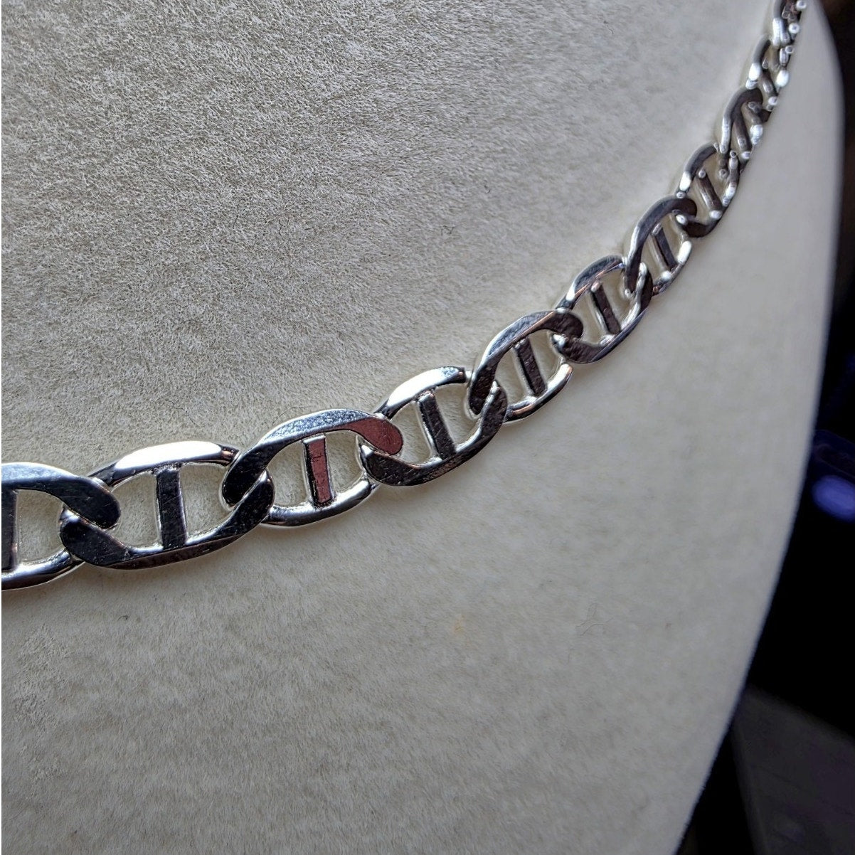 18" Flat Mariner Chain 5.5mm 15g Solid 925 Sterling Silver