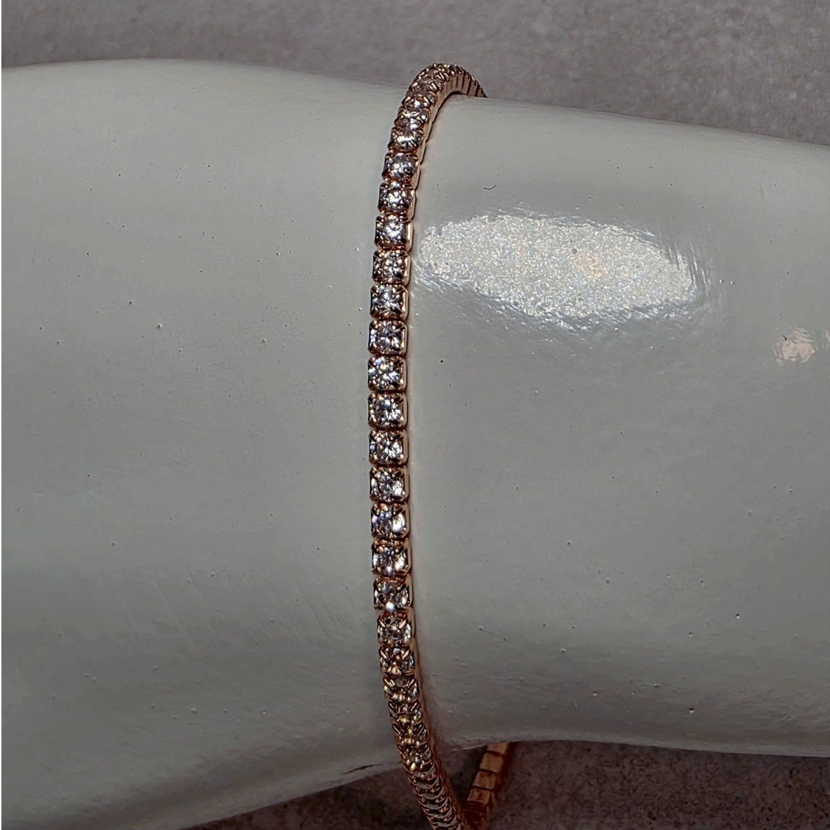 7.5" 2mm Rose Gold over 925 Silver CZ Tennis Dainty Bracelet Women's Bridal