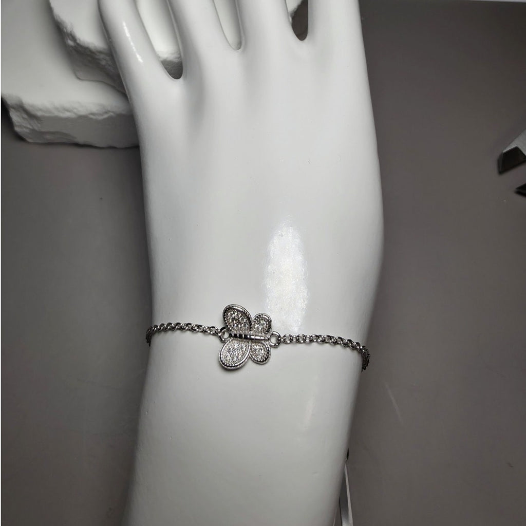 7+1 0.1ct Moissanite Butterfly dainty Bracelet 925 Sterling Silver