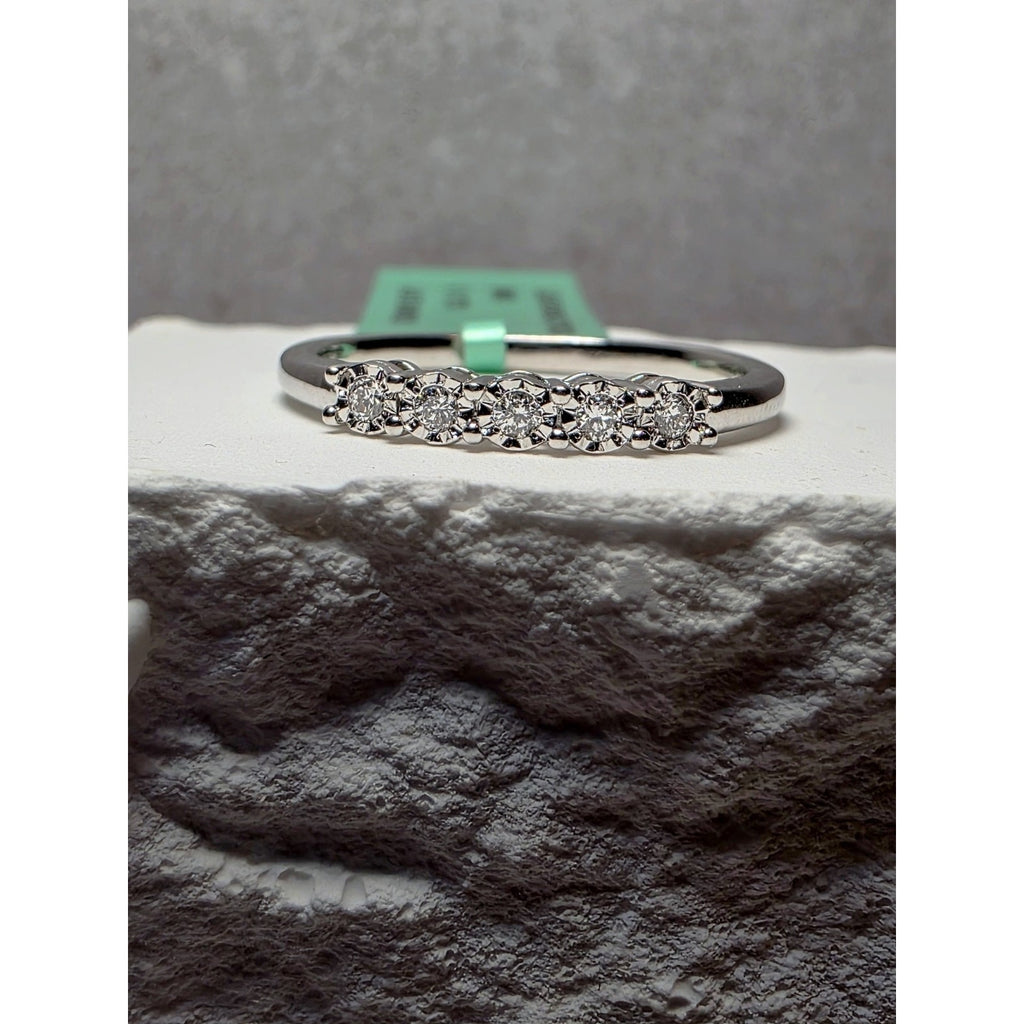 S8 0.10ctw Diamond Half Eternity Band 925 Sterling Silver Lab Created