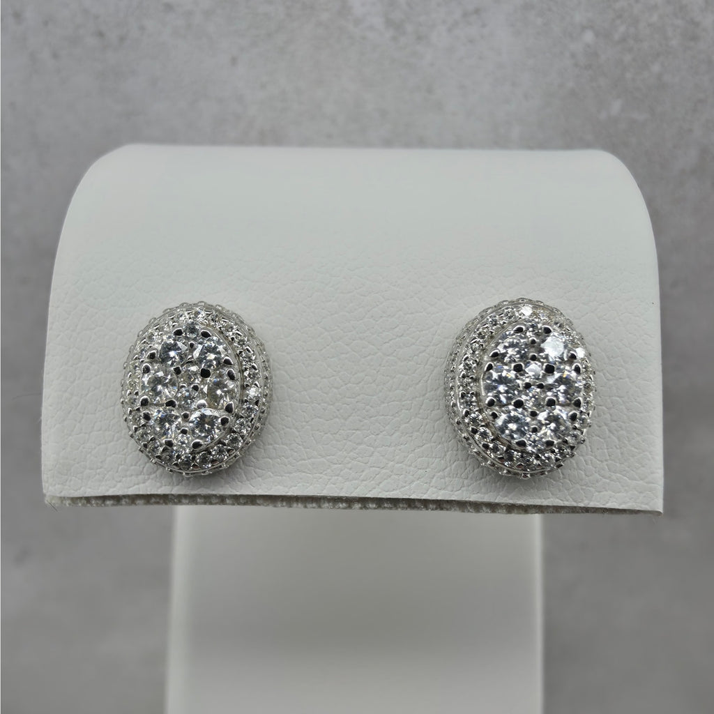8.6mm 1.6ctw Moissanite Cluster Halo Stud Earrings 925 Silver Screwbacks VVS