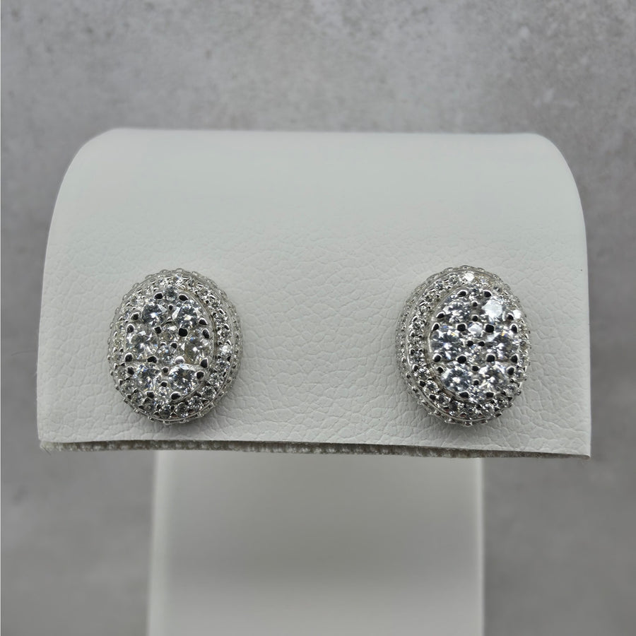 8.6mm 1.6ctw Moissanite Cluster Halo Stud Earrings 925 Silver Screwbacks VVS