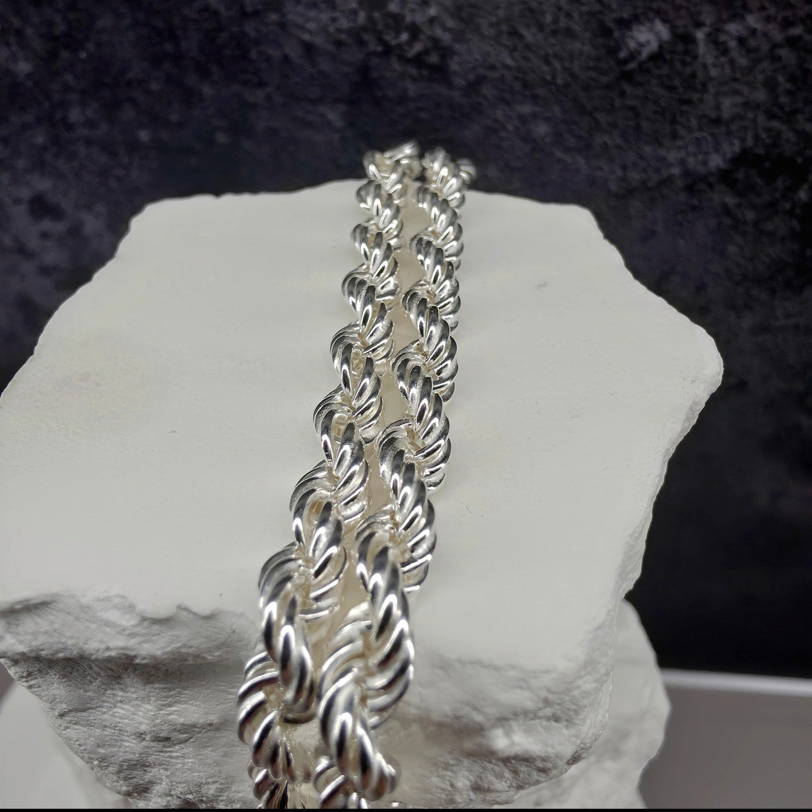 925 Sterling Silver 5mm Italian Rope Bracelet (8 Inch, 6.6g)