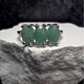 Natural Emerald 3-Stone Ring, S925 Sterling Silver, Size 7