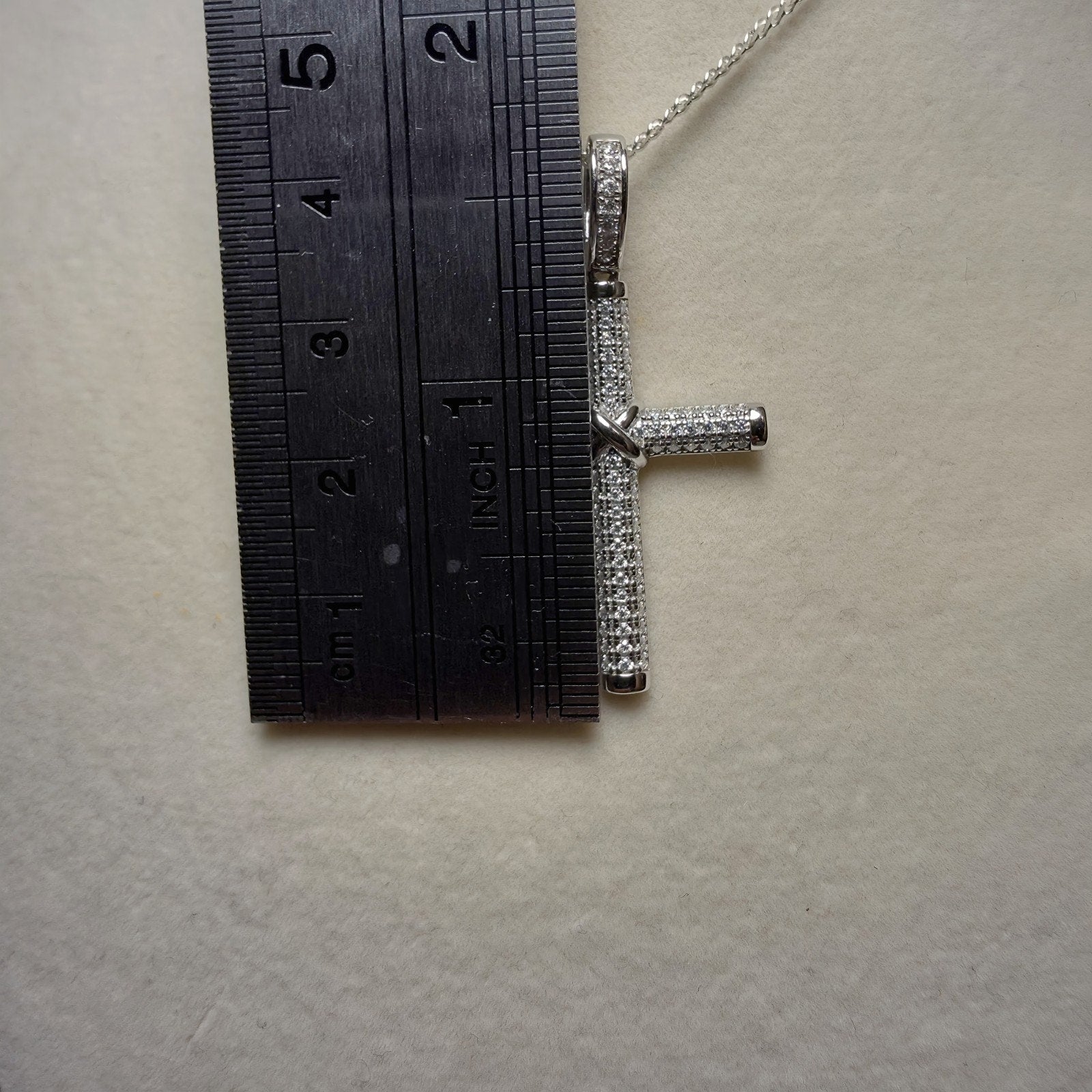 0.64 ctw Moissanite Cross Pendant & 24" 2mm Cuban Necklace - 925 Sterling Silver