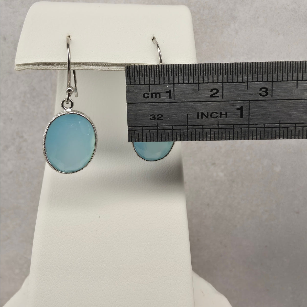 Natural Larimar Dangle Earrings 925 Sterling Silver Bezel Drop French Hook