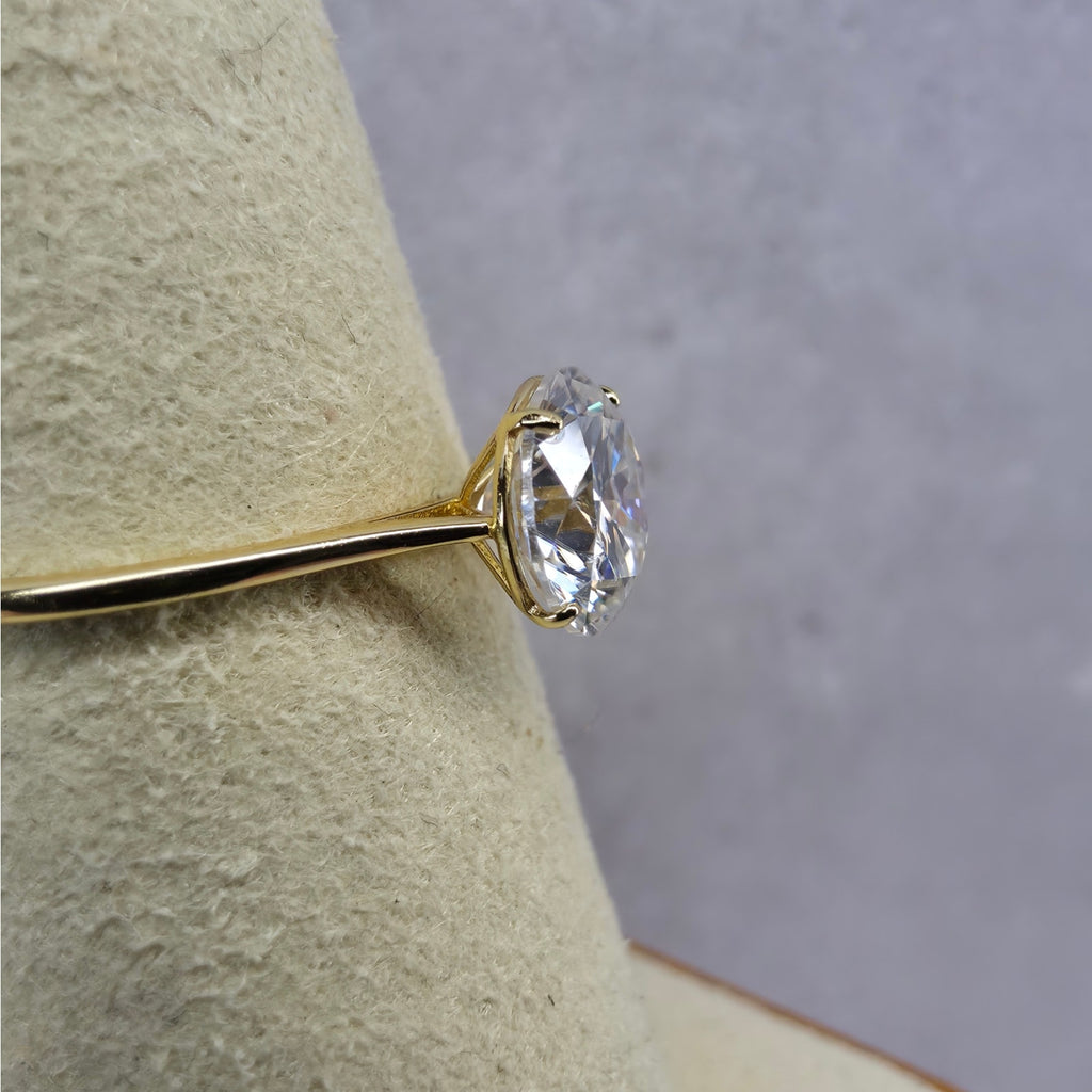 Size 7 1.5ct Moissanite Solitaire Ring 14K Gold Plated 925 Silver VVS GRA