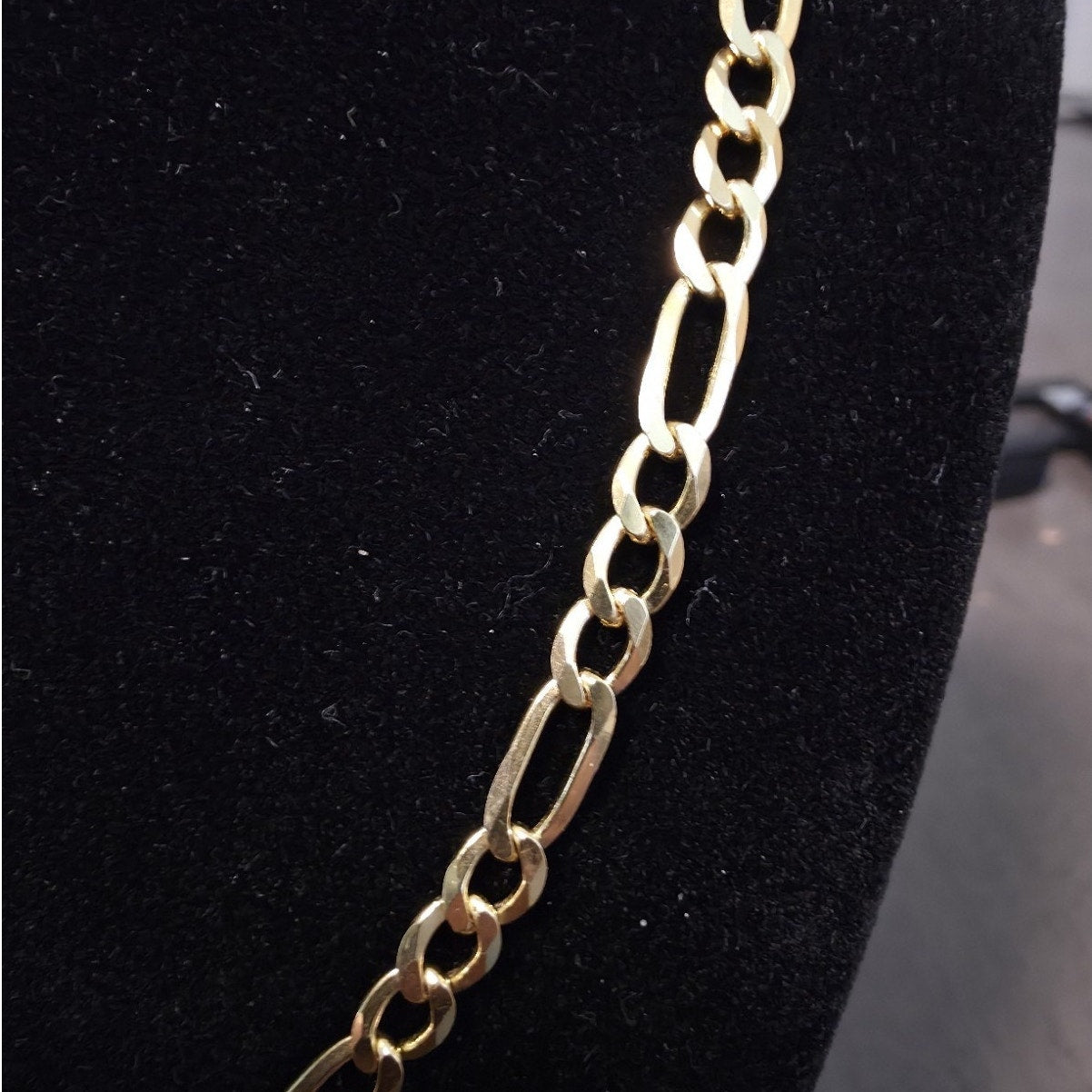 24" Figaro Chain 5.1mm 17.55g Gold Plated 925 Sterling Silver