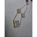 7-8" MOP 0.44ctw Moissanite Clover Gold Over 925 Sterling Silver Braclet