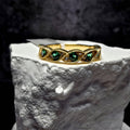 Genuine Emerald & White Sapphire Milgrain Infinity Wave Ring Size 7