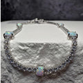7" 925 Sterling Silver Ethiopian Opal & CZ Tennis Bracelet | Iridescent Station