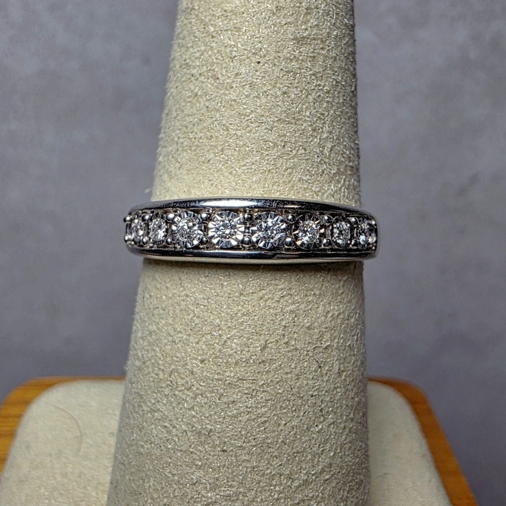 Size 7 Lab-Created Diamond 0.10ctw Half Eternity Ring 925 Silver