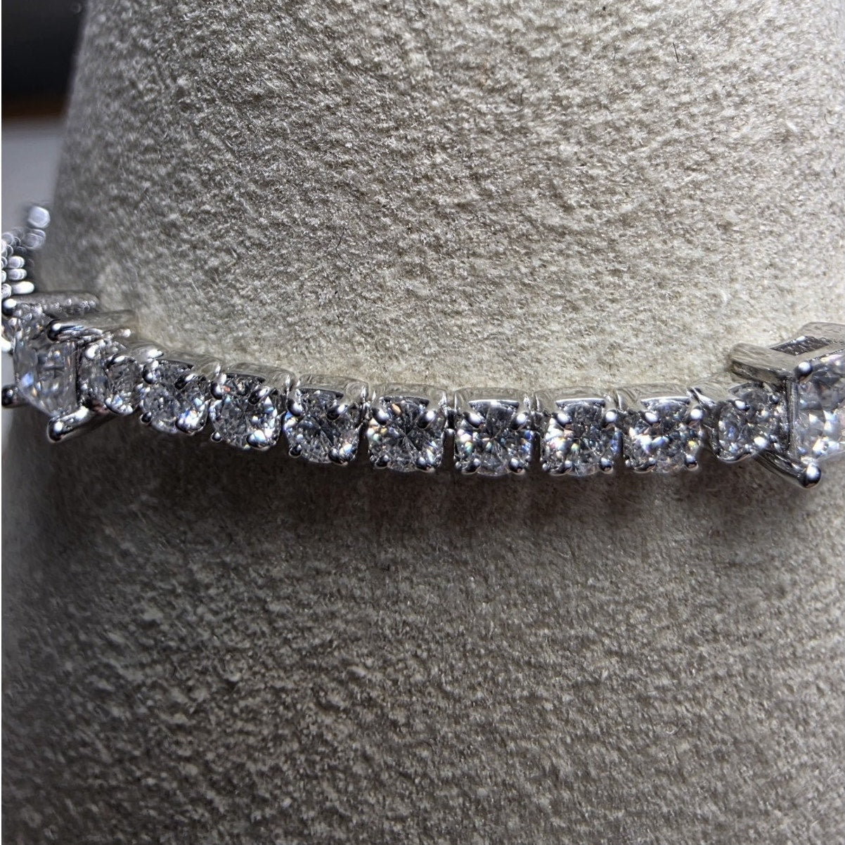 0.83ctw Moissanite Princess Cut Tennis Bracelet 925 Sterling Silver Adjustable