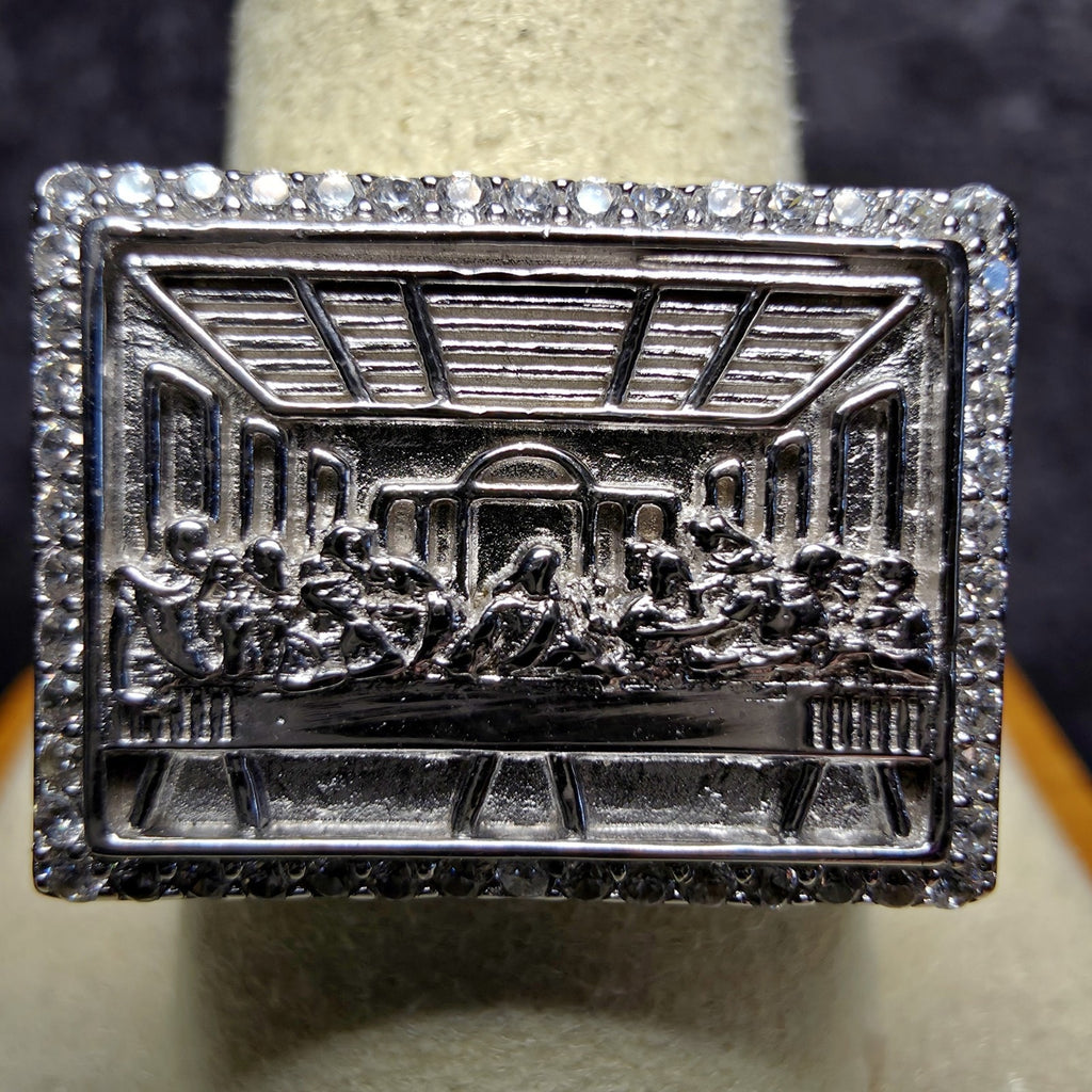 Men's Iced Out Last Supper Ring - 925 Sterling Silver CZ Ring - Size 11