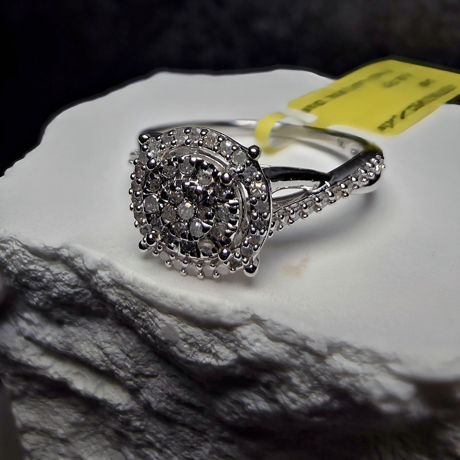 0.25 CTW Natural Diamond Round Cluster Ring in 925 Sterling Silver | Size 7