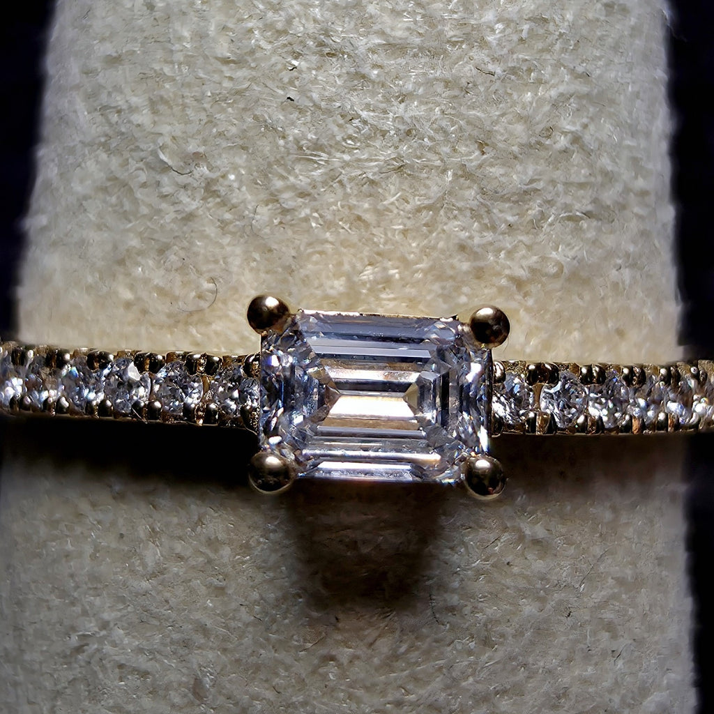 0.33 CTW Emerald Cut Lab Grown Diamond Ring in (Size 7) Gold Over 925 Sterling