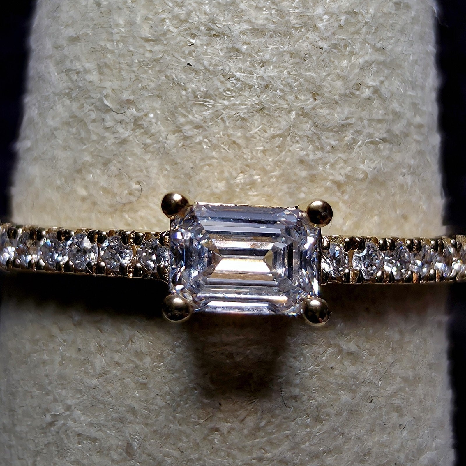 0.33 CTW Emerald Cut Lab Grown Diamond Ring in (Size 7) Gold Over 925 Sterling
