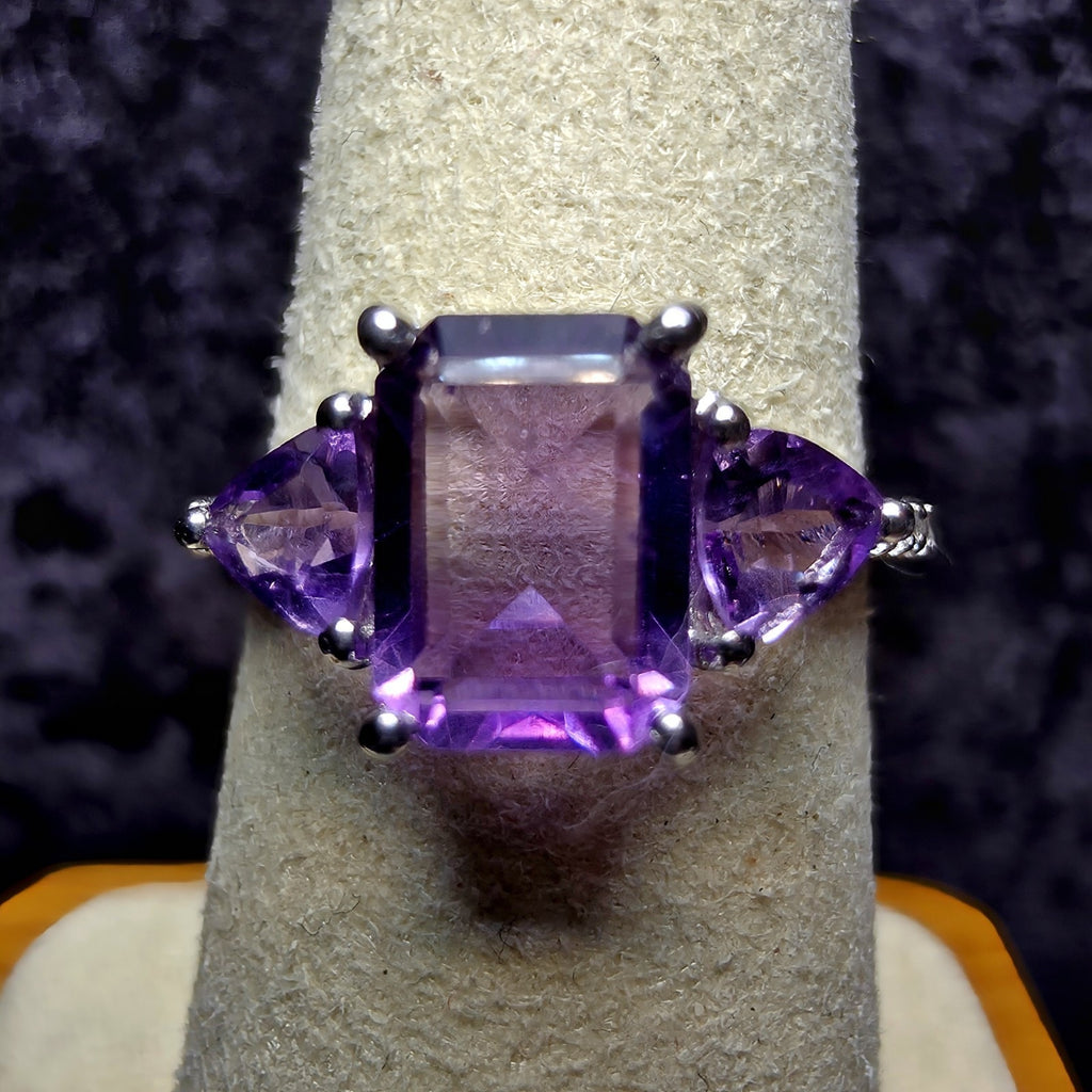 1.67ctw Natural Amethyst & White Topaz Ring – 925 Sterling Silver (Size 7)