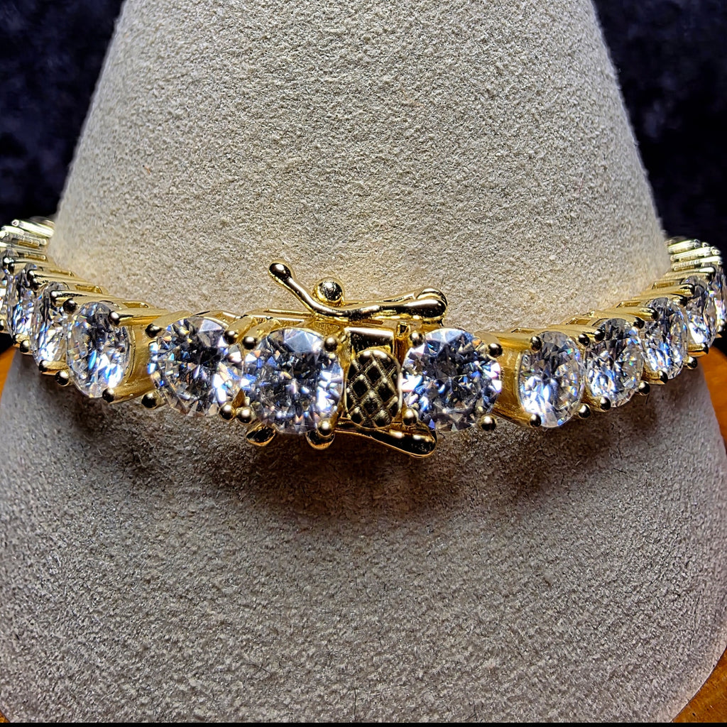 17.87ctw Moissanite Tennis Bracelet 14K Gold over 925 Sterling Silver 8" 5mm GRA