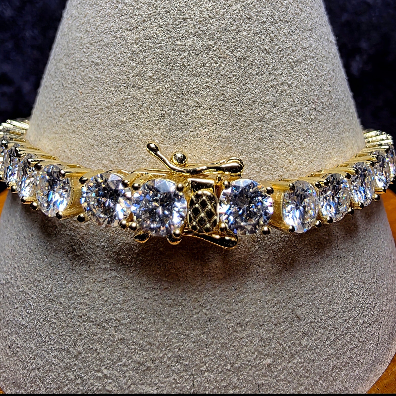 17.87ctw Moissanite Tennis Bracelet 14K Gold over 925 Sterling Silver 8" 5mm GRA