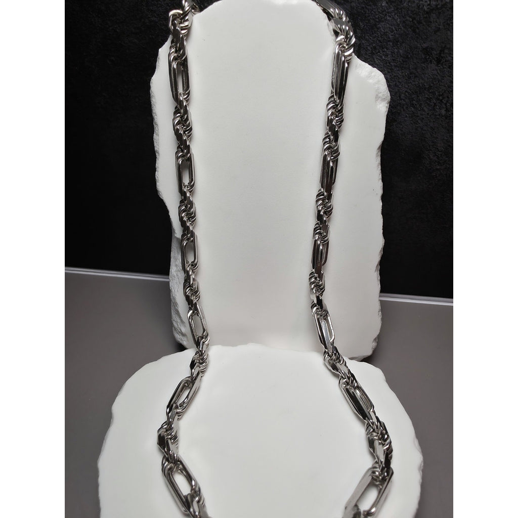26" 6.6mm 76g FigaRope Milano Chain w/Rhodium Finish 925 Sterling Silver