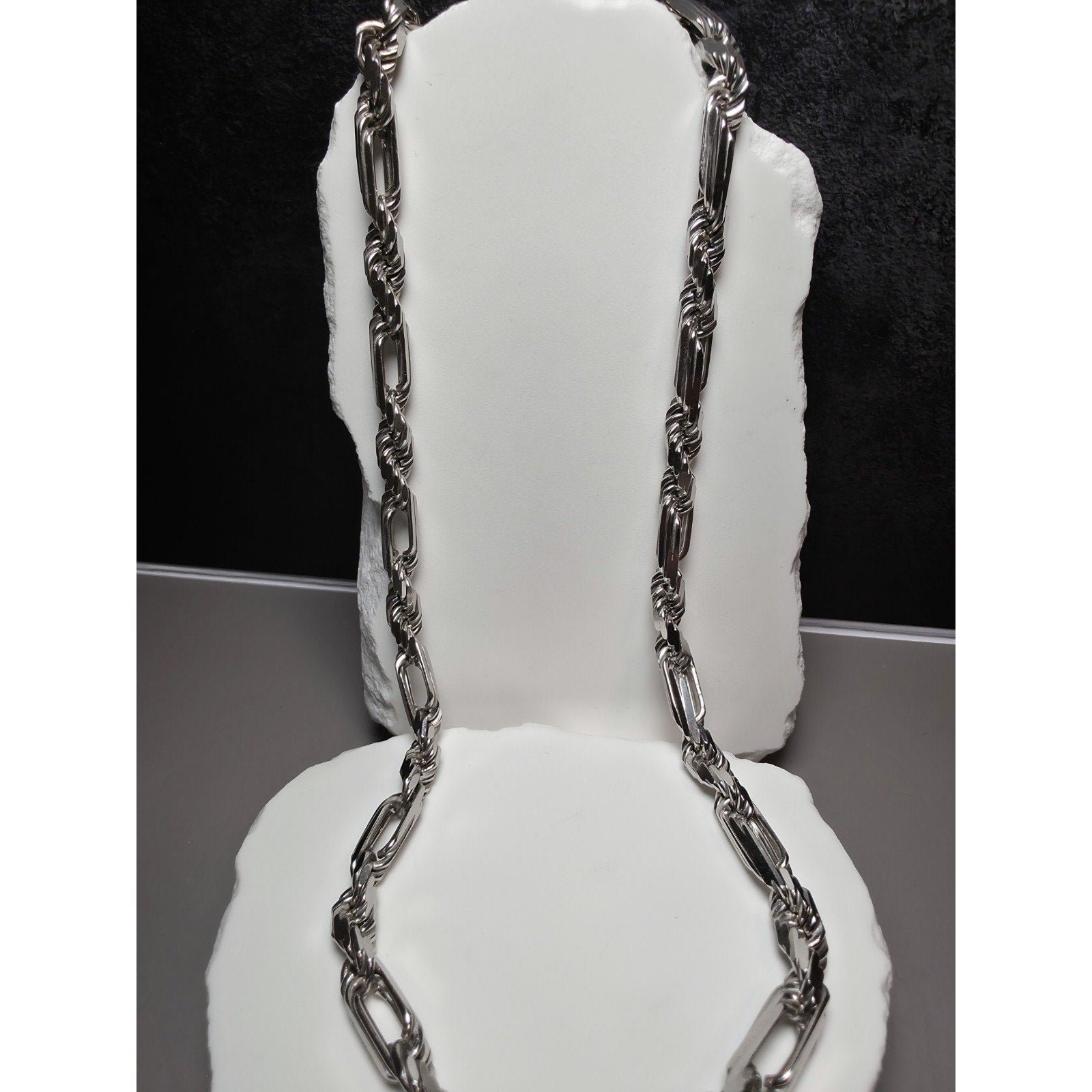 26" 6.6mm 76g FigaRope Milano Chain w/Rhodium Finish 925 Sterling Silver