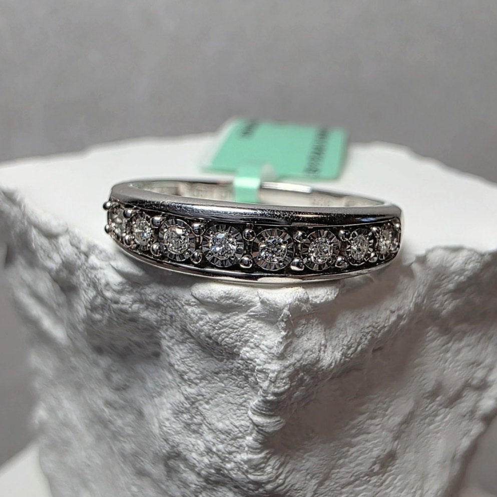 Size 7 Lab-Created Diamond 0.10ctw Half Eternity Ring 925 Silver