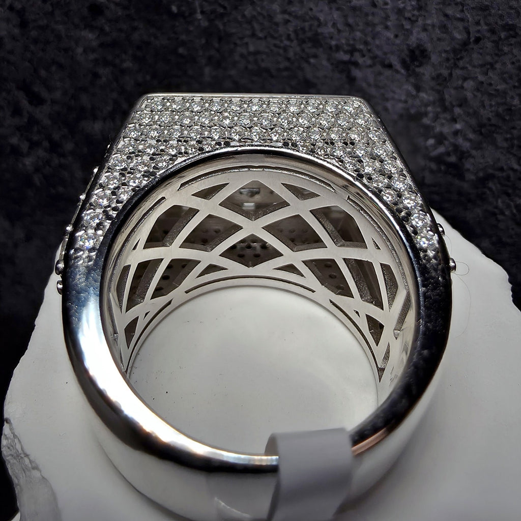 10.64ctw Moissanite Men's Statement Ring - 925 Silver (Size 11) GRA Certified