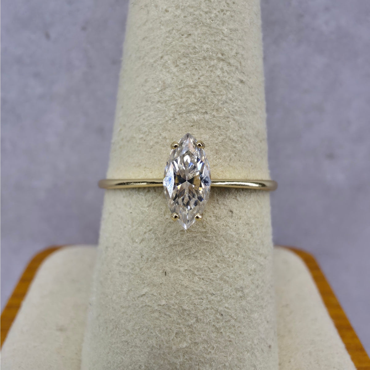 Size 9 0.5ct Marquise Moissanite Ring Gold Plated 925 Silver GRA