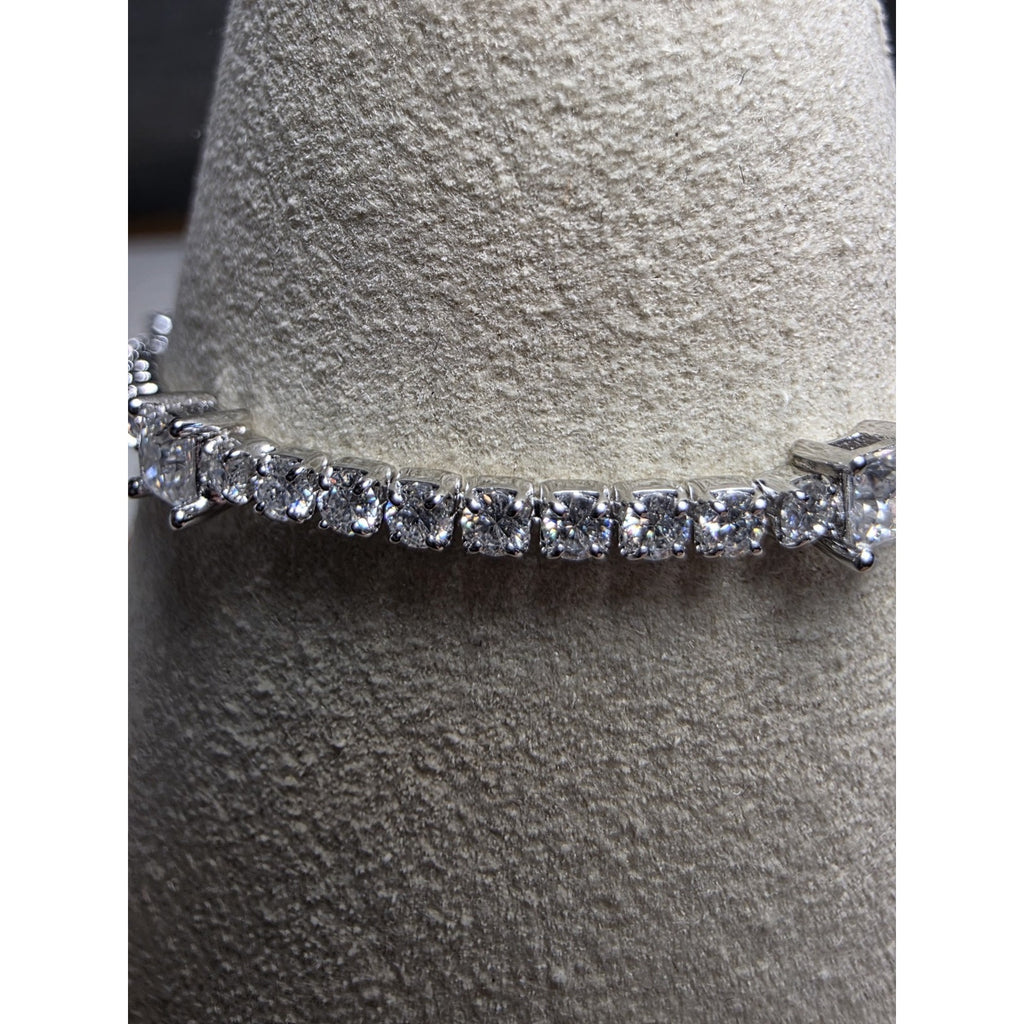 0.83CTW 3.6mm Moissanite Tennis Bracelet 7-8" Adjustable 925 Sterling Silver