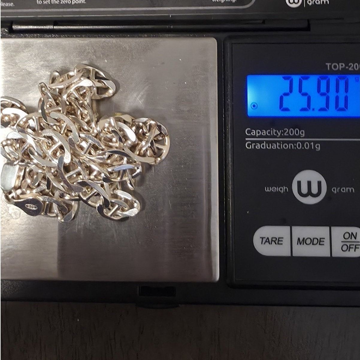 24" 6.3mm Flat Mariner Link Chain Solid 925 Sterling Silver Italy 25.9g