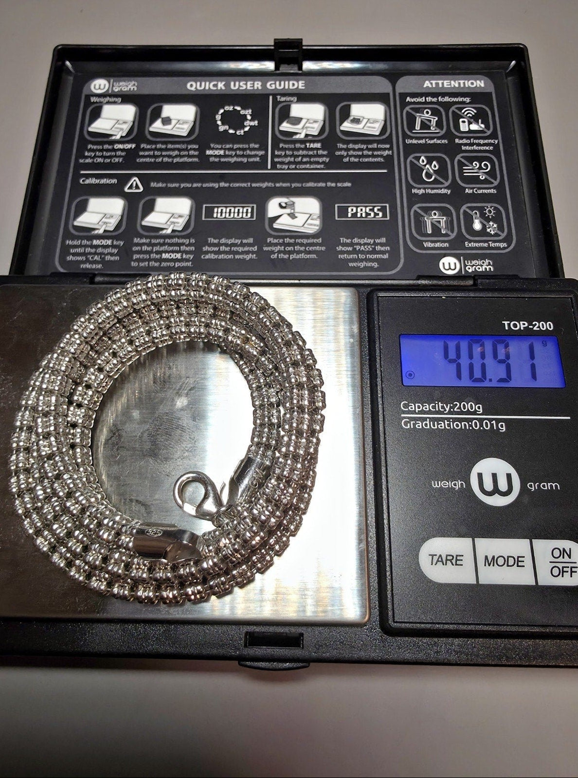 24" 5.1mm 41g 5-Line DC Ice Barrel Chain w/Rhodium Solid 925 Sterling Silver
