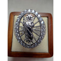 S11 Saint Jude Moissanite Halo Signet Ring 925 Sterling Silver Stamped
