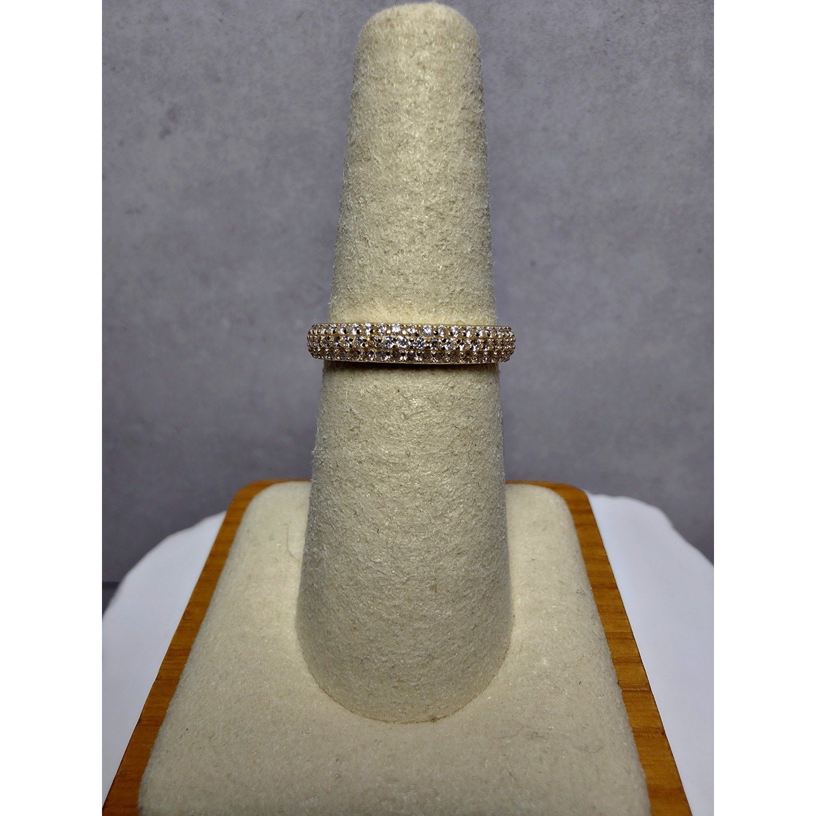 S7 3-Row 1.15Ctw Moissanite Gold Eternity Band VVSD 925 Sterling Silver w/GRA