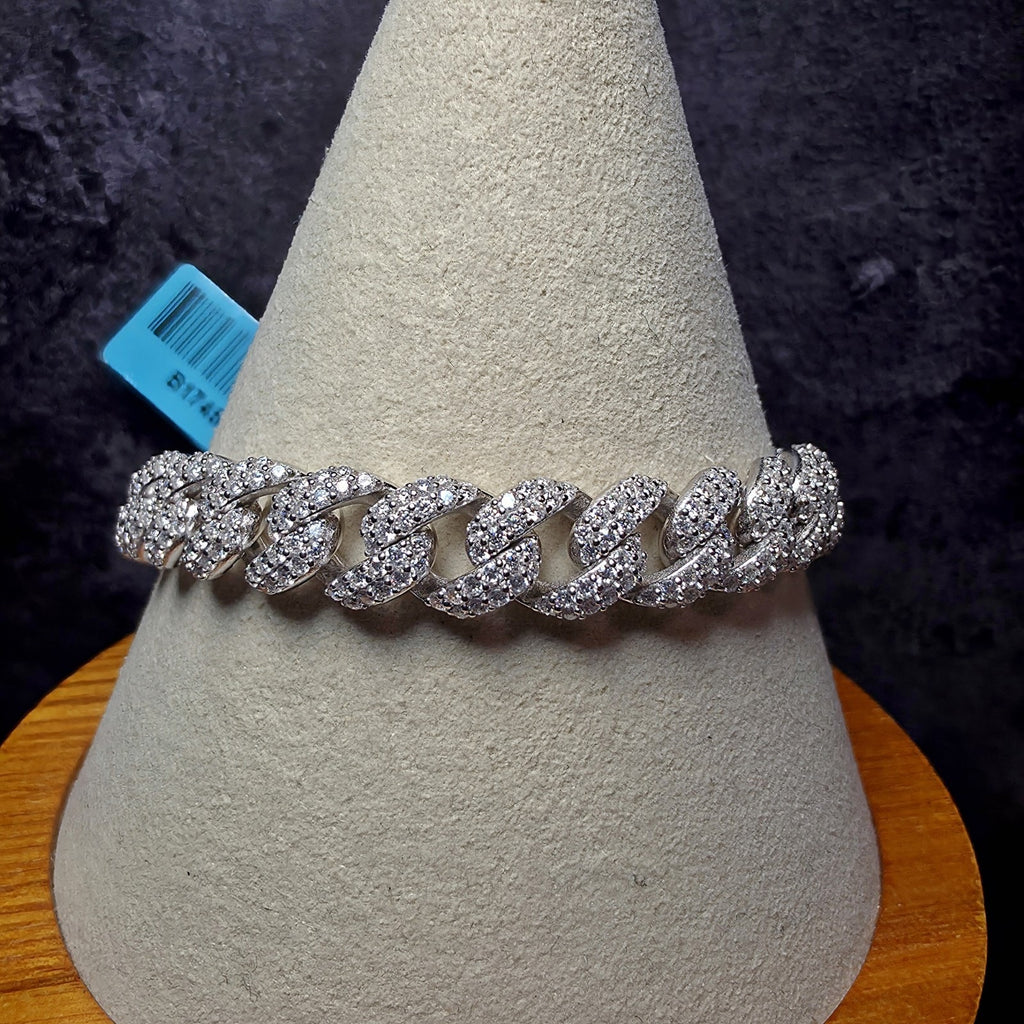 7.5" Moissanite Monaco Cuban Link Bracelet 8mm 925 Sterling Silver 5.97 CTW VVS