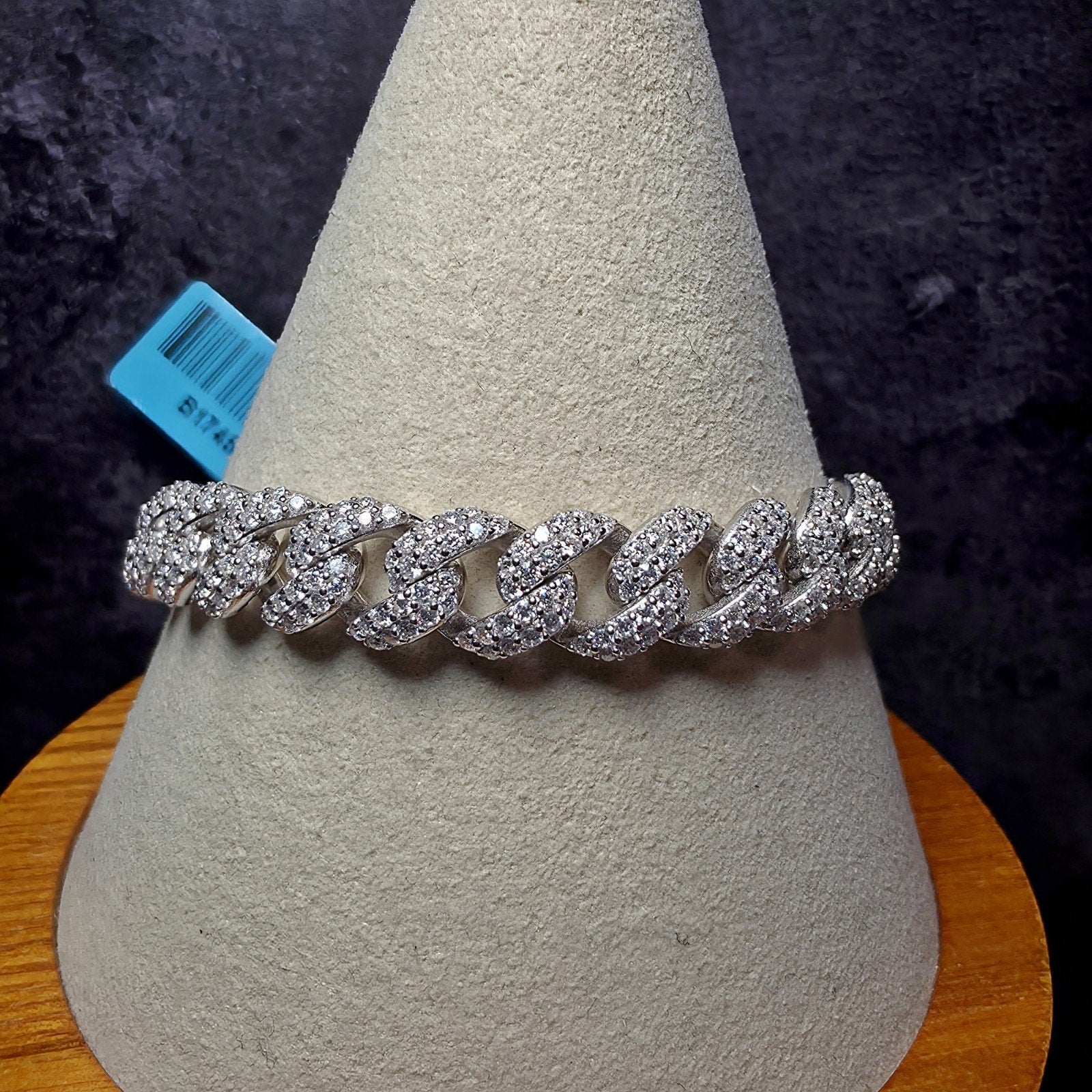 7.5" Moissanite Monaco Cuban Link Bracelet 8mm 925 Sterling Silver 5.97 CTW VVS