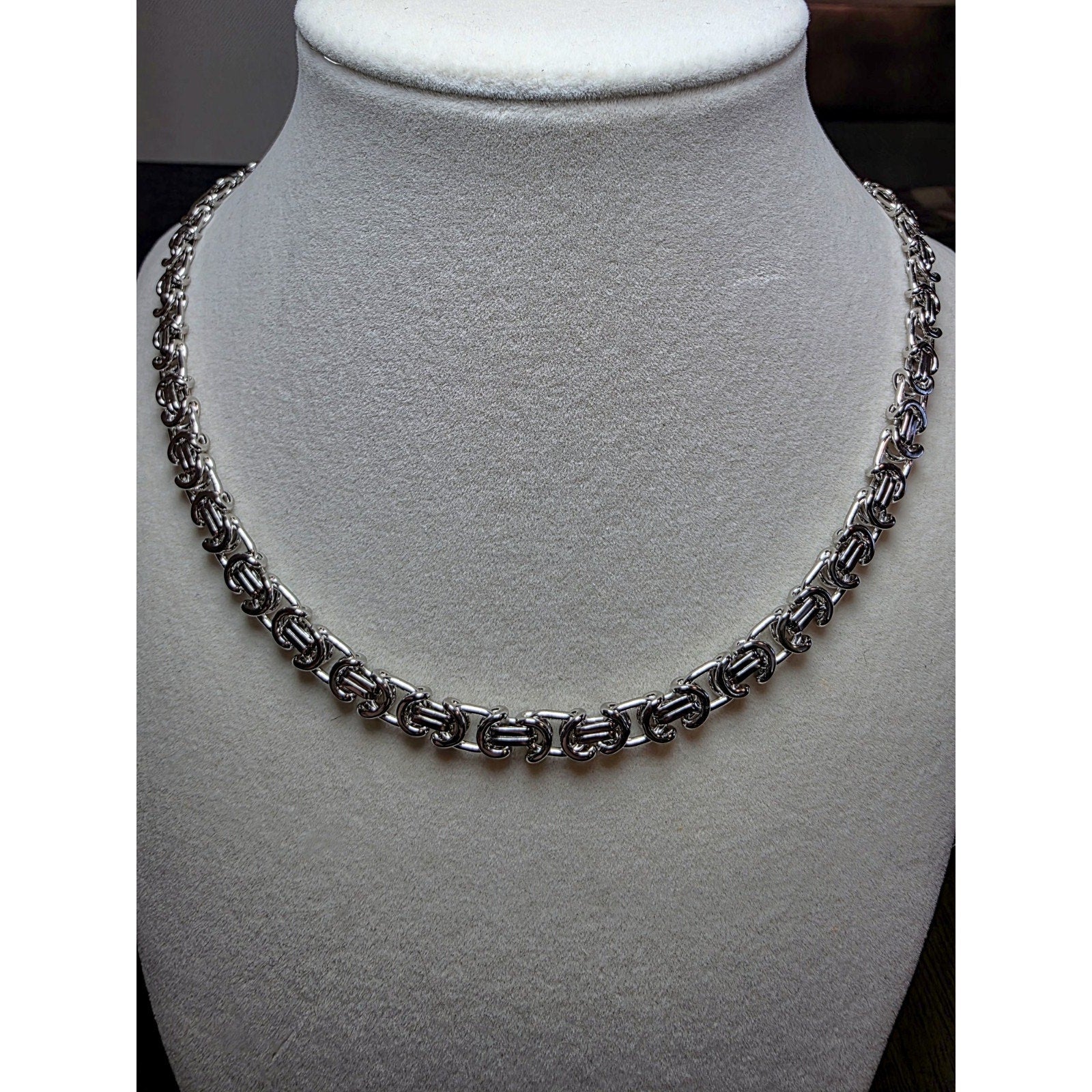 20" 6.1mm 42g Flat Byzantine Chain Solid 925 Sterling Silver
