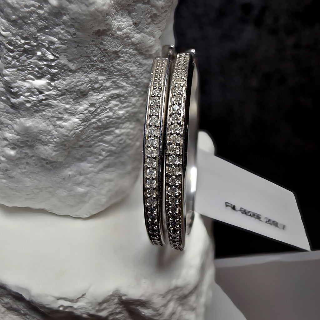 0.18 CTW Genuine Mined Diamond 925 Sterling Silver Round Hoop Earrings