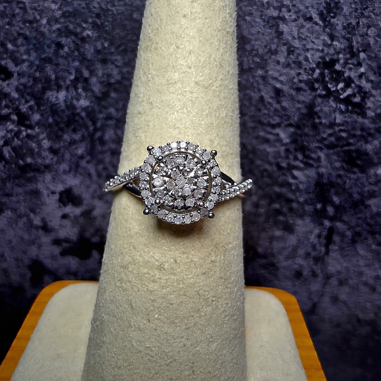 0.25 CTW Natural Diamond Round Cluster Ring in 925 Sterling Silver | Size 7