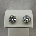 4.27ctw Moissanite Halo Stud Earrings 925 Sterling Silver w/Butterfly Push Back
