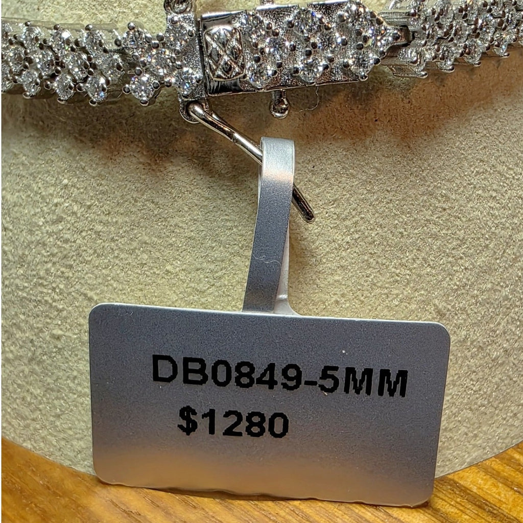 3.87ctw Moissanite Chevron Tennis Bracelet 7.5" 925 Sterling Silver Box Lock