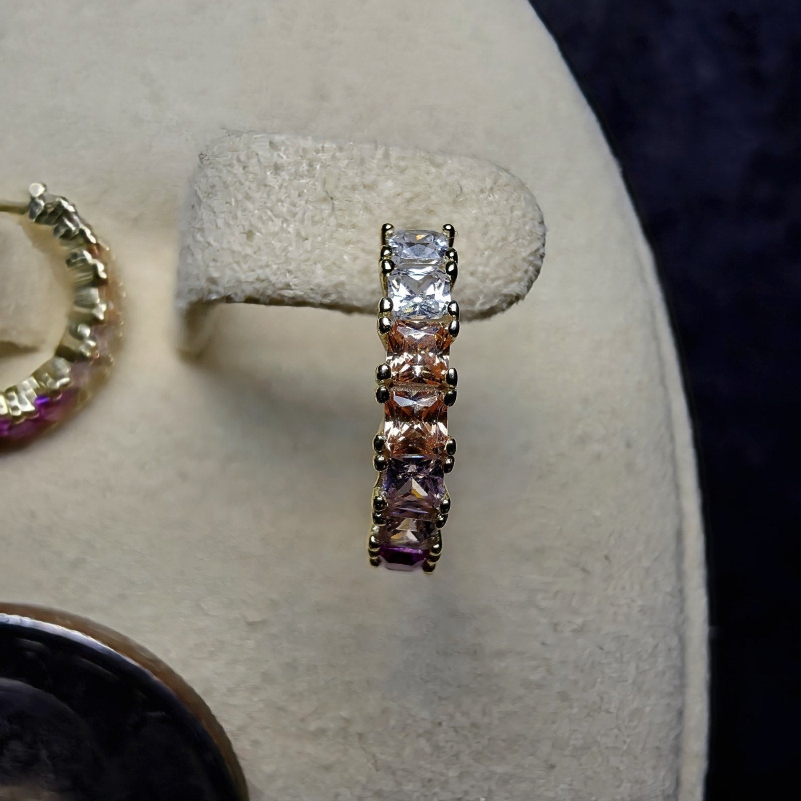 Gradient Multi-Color Cubic Zirconia Huggies in Gold-Plated Sterling Silver
