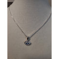 18" Box Necklace w/ Evil Eye Moissanite Pendant 925 Silver