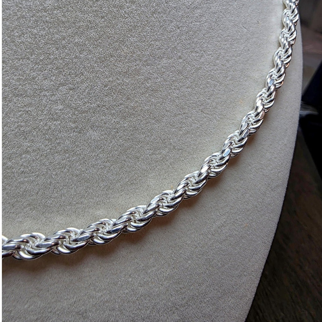 925 Sterling Silver Rope Chain | 26" Length, 5mm, 50g